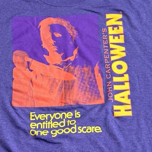 John Carpenter’s Halloween Everyone Is Entitled To One Good Scare Tee Purple 2XL - Picture 6 of 7
